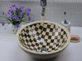 Yuvarlak şekil mermer mozaik banyo lavabo ve havza