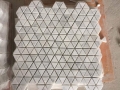 Üçgen şekli carrara beyaz mermer Mozaik