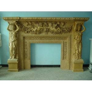 Yellow Marble Fireplace Mantel